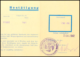 Auto: 1942, Buchungsbestätigungs-Vordruck Der Deutschen Arbeitsfront über 250 RM Für Einen KdF-Wagen... - Other & Unclassified