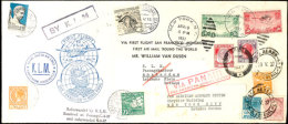 1937, 19.4., Van Duesen First Airmail Around The World Flight Ab San Francisco Nach Hongkong Mit Frankaturen Und... - Other & Unclassified