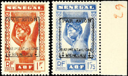 1 Fr. Und 1.75 Fr. Mit Aufdruck "Par Avion / Batiment De Ligne / Richelieu", Flugpostausgabe 1938, Tadellos... - Senegal (1960-...)