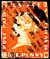 1 P. Rotorange A. Bläulichem Papier, "very Early Impression", Pos. 3 Der Druckplatte, Das Druckbild, Die Farbe... - Mauritius (1968-...)