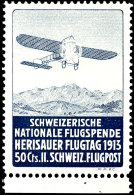 1913, Flugmarke Herslau, Tadellos Ungebraucht, Mi. 160.-, Katalog: V *1913, Airmail Stamp Herslau, In Perfect... - Otros & Sin Clasificación