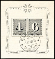 Blockausgabe "100 Jahre Schweizerische Briefmarken", Tadellos Gestempelt "Basel", Mi. 65.-, Katalog: Bl.8... - Other & Unclassified