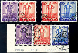 Pro Patria 1936, Alle Drei Zusammendrucke 10/20, 20/30 Und 10/20/30, Sauber Gestempelt (400), Katalog: A294/6... - Other & Unclassified