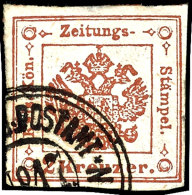 1858, 2 Kr. Rotbraun, Platte II, Voll- Bis Breitrandig, Teil Der Oberen Marke Ist Zu Sehen, Gestempelt, Tadellos,... - Sonstige & Ohne Zuordnung