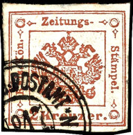 1858, 2 Kr. Rotbraun, Platte II, Voll- Bis Breitrandig, Teil Der Oberen Marke Ist Zu Sehen, Gestempelt, Tadellos,... - Otros & Sin Clasificación