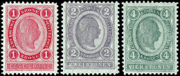 1899, 1 Heller Bis 4 Kronen "Freimarken Kaiser Franz Joseph In Kronenwährung", Kompletter Satz Zu 15 Werten,... - Other & Unclassified