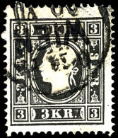 3 Kr. Schwarz, Type II, Gestempelt "WIEN", Tadellos, Sign. Seitz, Mi. 230.-, Katalog: 11IIa O3 Kr. Black, Type... - Other & Unclassified