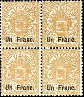 1875, "Un Franc" Als Tadellos Postfrischer Viererblock. Der Michelwert Gilt Für (*)!, Katalog: 36 **,... - Other & Unclassified