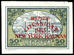 50 C. "Dem Litauischen Kind" Als Flugpost-Erinnerungsmarke Mit Aufdruck "ORO PASTAS LITHUANICA II 1935 NEW YORK -... - Lithuania