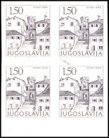 1,50 Din. Sehenswürdigkeiten, Ungezähnt, 4er-Block Vom Bogenunterrand, Postfrisch, Gepr. U. Fotoattest... - Otros & Sin Clasificación