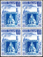 20 Und 55 L. 100 Jahre Briefmarken Der Toskana, Postfrische 4er-Blocks, Mi. 200,-, Katalog: 826/27 **20 And 55... - Sin Clasificación