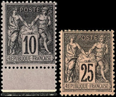 1877/86, 10 C. Allegorie In Typ II Tadellos Postfrisch Mit Unterrand, Dazu 25 C. Sauber *, Katalog: 72II, 80 **,... - Other & Unclassified