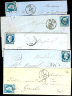 20 C. Blau, Napoleon III., 6 Briefe Verschiedener Orte, Durchwegs Voll- Bis Breitrandig, Teils Versch. Farbnuancen,... - Other & Unclassified