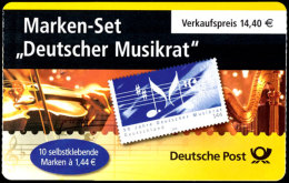 Markenheftchen "50 Jahre Deutscher Musikrat", Abart FI: "Druck Des Markenbildes Auf Der Deckelseite (Marken Ohne... - Other & Unclassified