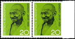 20 Pfg "Gandhi Jahr 1969", Abart "rechts Ungezähnt", Waagerechtes Paar Vom Rechten Bogenrand Mit Links... - Other & Unclassified
