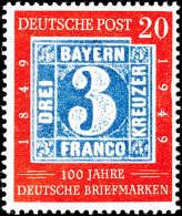 100 Jahre Briefmarken 20 Pfg. Mit Plattenfehler " Delle Im Rechten Bildrand Neben Der Ersten 9 Von 1949",... - Other & Unclassified