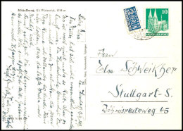 2 Pfg. Auf Postkarte Mit 10 Pfg. Bauten Aus HIRSCHEGG (KLEINWALSERTAL) 9.3.49 Nach Stuttgart, Pracht, Katalog: 2A... - Autres & Non Classés