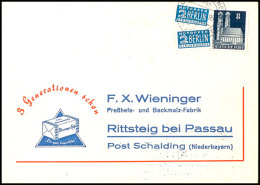 1951, Zwei Einzelwerte 2 Pfg. Gezähnt Und 8 Pfg. Bauten Auf Postkarte Aus KOLLBACH 8.5. Nach Rittsteig Bei... - Other & Unclassified