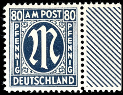 80 Pfg Schwarzblau Mit Rechtem Seitenrand, Tadellos Postfrisch, Tiefst Gepr. Schlegel BPP, Mi. 180,-, Katalog:... - Other & Unclassified