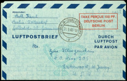 Luftpostfaltbrief 100Pfg., Type I, Von "BERLIN-CHARLOTTENBURG 21.9.48" Nach USA, Dazu Type II Ungebraucht (leicht... - Andere & Zonder Classificatie