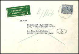 80 Pfg. Bauten Als Portogerechte Einzelfrankatur Auf Postschnelldienst-Brief Aus BERLIN-ZEHLENDORF 22.11.54 Nach... - Otros & Sin Clasificación