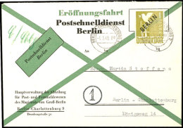 1 M. Schwarzaufdruck Auf Amtlichen Postschnelldienst-FDC Ab BERLIN-CHARLOTTENBURG 1.3.49 Gebraucht Mit Grünem... - Other & Unclassified