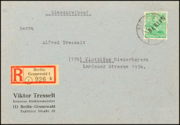 84 Pf. Schwarzaufdruck, Einzelfrankatur Auf R-Brief Von BERLIN 13.10.48 Nach Plattling, Gepr. Schlegel BPP, Mi.... - Other & Unclassified