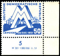 Leipziger Frühjahrsmesse 1951 Komplett Aus Der Bogenecke Unten Rechts Mit Druckvermerk, Tadellos Postfrisch,... - Other & Unclassified