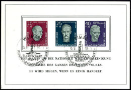 1958, "Buchenwald"-Block Tadellos Mit ESSt., Mi. 130,-, Katalog: Bl.15 O1958, "Buchenwald" Souvenir Sheet In... - Otros & Sin Clasificación