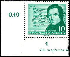 10 Pfg Schumann Mit Besserem Wz. 2 X I, Postfrisch Aus Der Bogenecke Unten Links Mit Teil-Druckvermerk, Tadellos,... - Autres & Non Classés