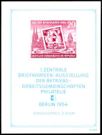 Briefmarkenausstellungsblock Auf Geripptem Papier Mit Wz. 2 X II, Zusätzlich Mit Plattenfehler "Rahmen Rechts... - Other & Unclassified
