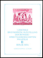 Briefmarkenausstellungsblock Auf Geripptem Papier Mit Wz. 2 X II, Zusätzlich Mit Plattenfehler "Rahmen Rechts... - Otros & Sin Clasificación