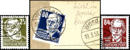 1952/53, "Persönlichkeiten" Kpl. Gestempelt Inkl. 80 Pf. "Lack" Auf Briefstück, Ungeprüft Und Daher... - Autres & Non Classés