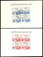 24 Und 50 Pfg Leipziger Frühjahrsmesse Je Im Viererblock Auf 2 Sonderkarten Von LEIPZIG 5.3.51, Tadellos,... - Other & Unclassified