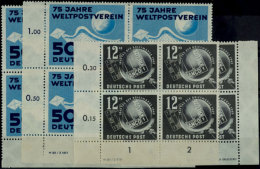 50 Pf. UPU U. 12+3 Pf. Tag D. Briefmarke Je 4er-Block Mit DV Und Je Im 4er-Block Mit DZ, Tadellos Postfrisch,... - Other & Unclassified