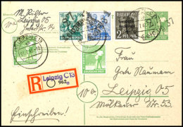 10 Pfg. Arbeiter-Ganzsachenkarte Mit Handstempel "27/Leipzig 37" Und Zufrankatur Auf R-Ortskarte Aus LEIPZIG 7.7.48... - Other & Unclassified