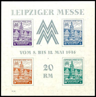 Blockausgabe "Leipziger Messe 1946", Wz. Y - Stufen Flach Steigend, Type I, Abart "doppelter Zudruck Der Grauen... - Otros & Sin Clasificación