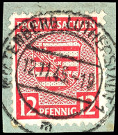 1945, 12 Pf. Mit Postmeistertrennung  Auf Briefstück, Stempel WITTENBERG-LUTHERSTADT, Tadellos, Fotokurzbefund... - Other & Unclassified