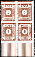 5 Pf Postmeisterzähnung Klotzsche Unterrandviererblock Tadellos Postfrisch, Jeder Wert Gepr. Ströh BPP,... - Other & Unclassified