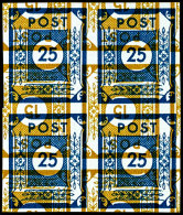 25 Pf. Blau, Doppeldruck A. 15 Pf. Marke, Tadelloser Postfrischer 4er-Block, Mi. 720,-, Katalog: 49AaDDII **25... - Other & Unclassified