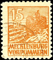 15 Pf. Mittelgelbbraun, Plattenfehler VI, Tadellos, Gestempelt, Gepr. Kramp BPP, Mi. 350.- (ohne Aufschlag Für... - Other & Unclassified