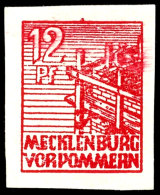 12 Pfg Freimarke, Ungezähnter Probedruck In Roter Farbe Auf Kartonpapier, Ohne Gummi, Wie Hergestellt, Gepr.... - Other & Unclassified