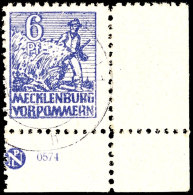 6 Pf. Violettblau, Re. Untere Ecke Mit DZ, Gestempelt, Gepr. Zierer BPP, Mi. 180.-, Katalog: 33xbDZ O6 Pf.... - Other & Unclassified