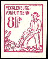 8 Pfg Bauer Dunkelkarminlila, Ungezähnter Probedruck Mauf Kreidepapier, Tadellos Postfrisch, Sign. Rahn Und... - Autres & Non Classés