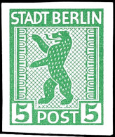 5 Pfg Freimarke Schwärzlichgelbgrün Auf Weißem Papier, Ungezähnt, Postfrisch, Gepr. Dr. Jasch... - Autres & Non Classés