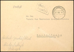 PROSIGK - Brief Vom 23.12.45 Mit Notstempel Und  Gebühr-Bezahlt-Stempel In Schwarz, Tadellose Erhaltung,... - Other & Unclassified