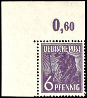 6 Pfg. Arbeiter Dunkelviolett Aus Der Linken Oberen Bogenecke Mit Ndgz. Platten-Oberrand, Postfrisch, Pracht,... - Autres & Non Classés