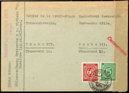 60 Pfg. Und 15 Pfg. Grün Ziffer Als Portogerechte Frankatur Auf Auslandsbrief Aus LEIPZIG 26.3.47 An Das Rote... - Other & Unclassified