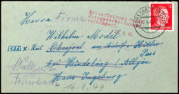 1945, 12 Pfg. Hitler Mit Stempel MURRHARDT 7.4.45 Auf Brief Nach Oberjoch Mit Nachsendung Nach Stuttgart-Feuerbach,... - Otros & Sin Clasificación