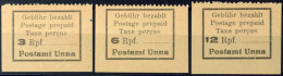 3 Pf. - 12 Pf. Gebührenzettel, Tadellos Postfrisch, Gepr. Zierer BPP, Mi. 350,-, Katalog: 1/3 **3 Pf. - 12... - Unna